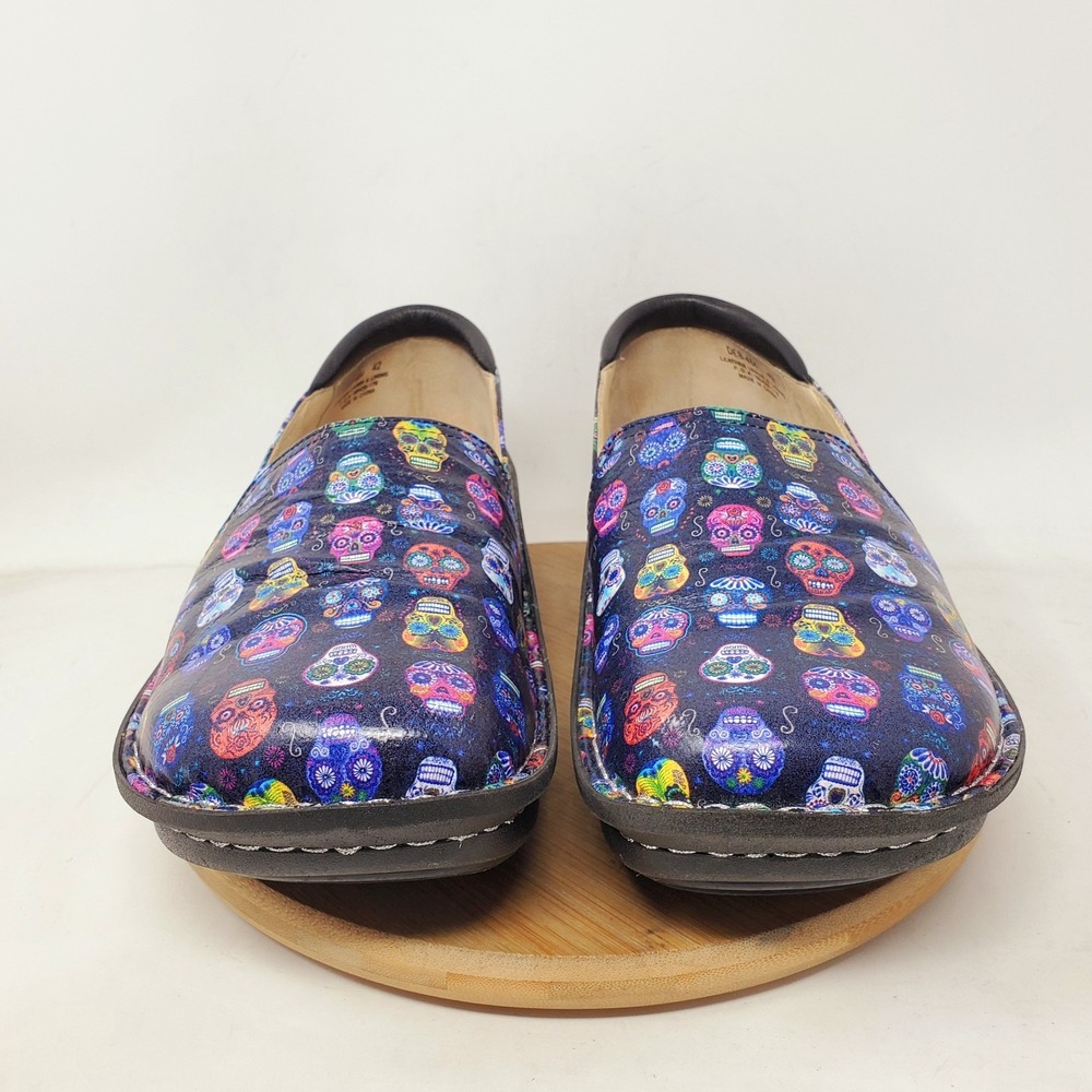 Alegria Debra Clogs Womens 42 Black Purple Pink‎ Sugar Skulls Loafer Shoes - Picture 5 of 15